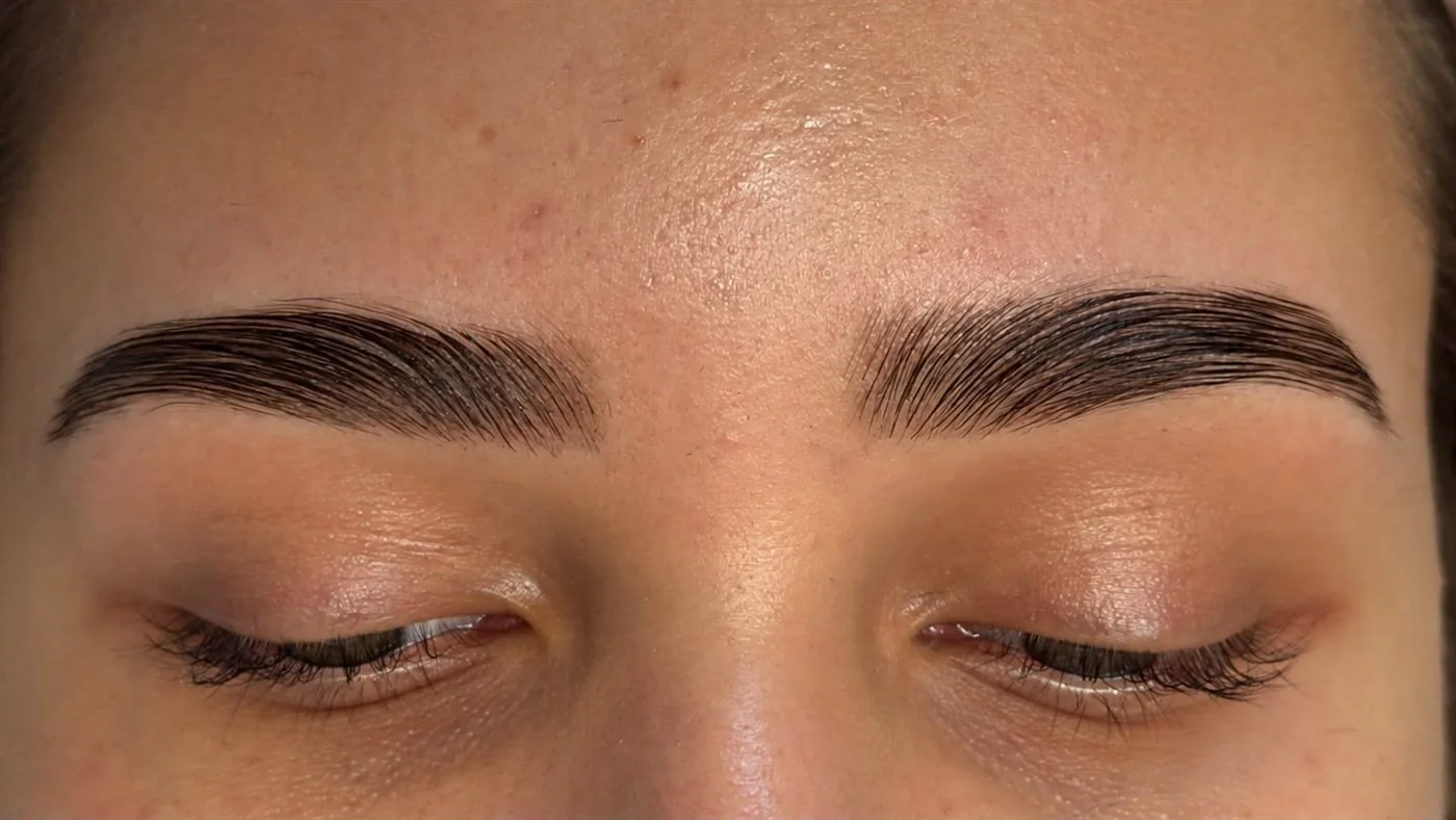 Verzorgde brows en lashes na een behandeling bij SHER